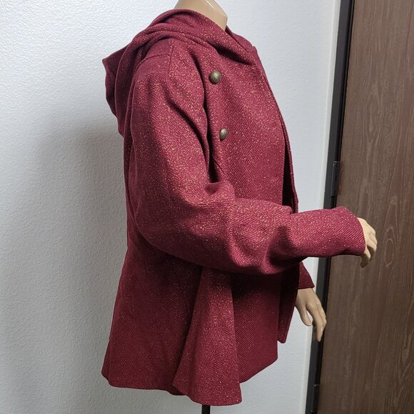 Game of Thrones House of the Dragon red and gold sparkly ladies wool coat size 1 - Picture 2 of 8